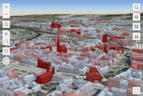 3D model of buildings in the city of Pilsen